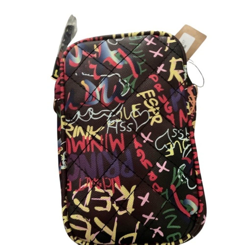 Graffiti Black Quilted Cellphone Bag